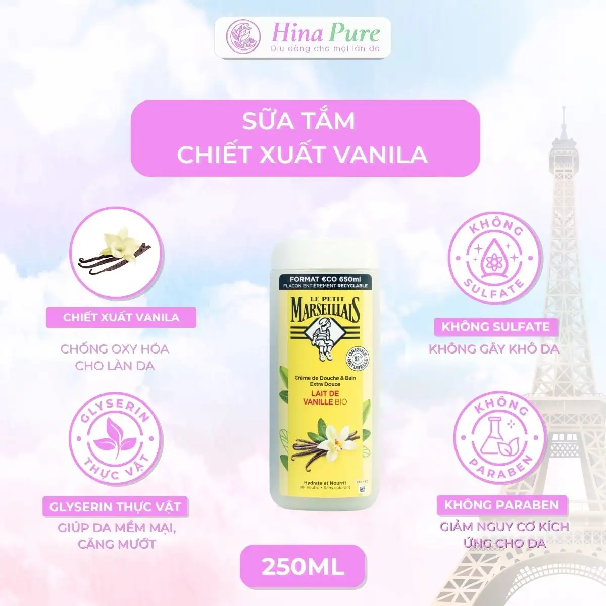 Trang chủ 36 Sữa Tắm Pháp Le Petit Marseillais Chiết Xuất Vani