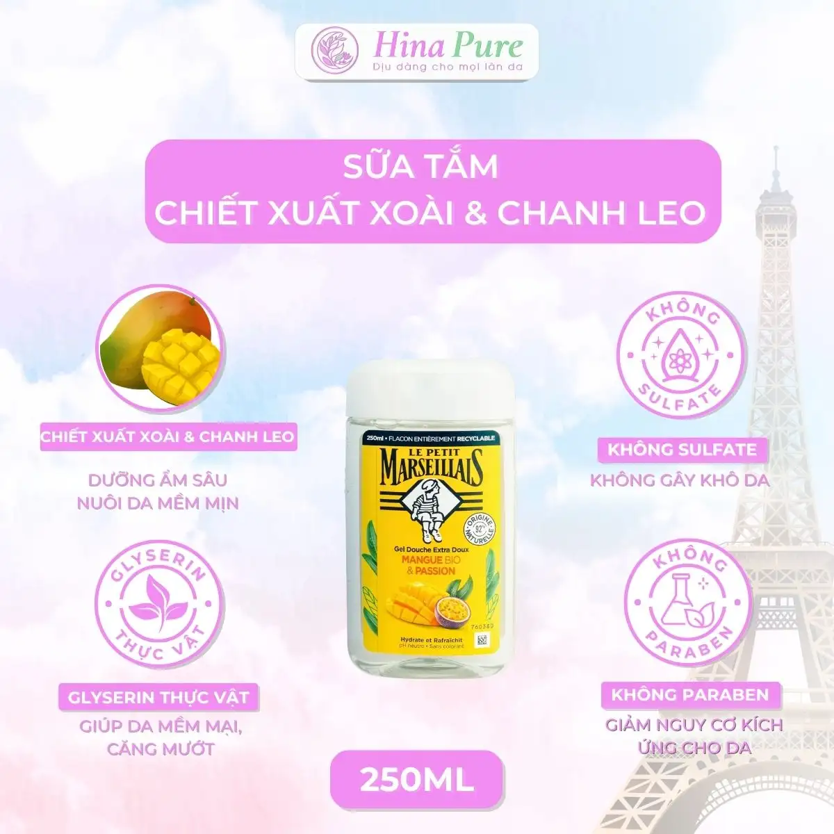 Trang chủ 29 Sữa Tắm Hữu Cơ Pháp Le Petit Marseillais Chiết Xuất Xoài & Dừa 250ml